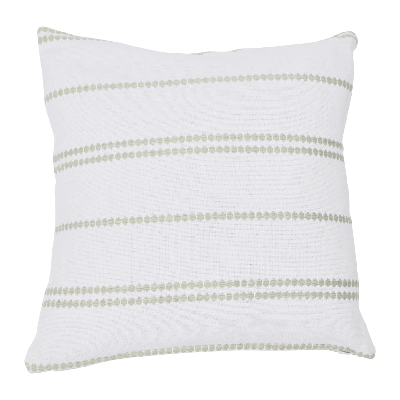 Hello Honey® White Square Embroidered Multistripe Cotton Pillow Cover